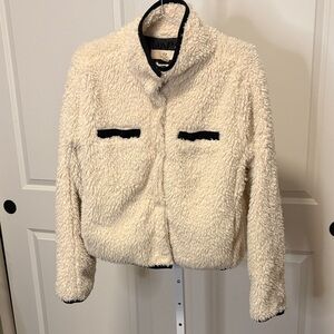 Thread & Supply Cream Teddy Jacket with Black Accents